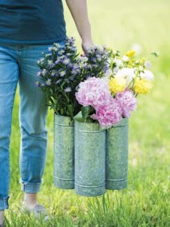 Galvanized Flower Caddy