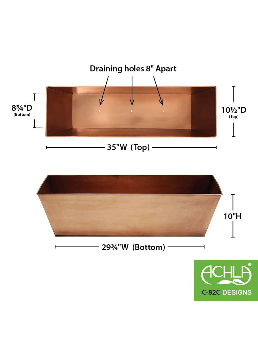 Achla Designs Plain Copper Plated Flower Box, Large - Image 4