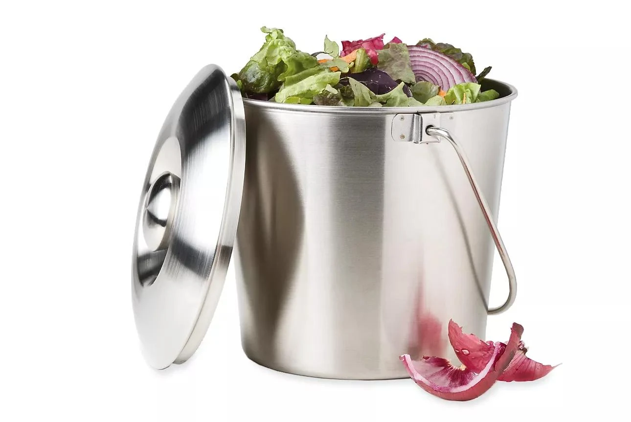Brushed Stainless Steel Compost Pail - Image 2